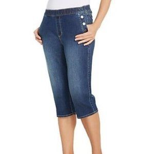 Susan Graver High Stretch Denim Pull-On Pedal Pushers 8409